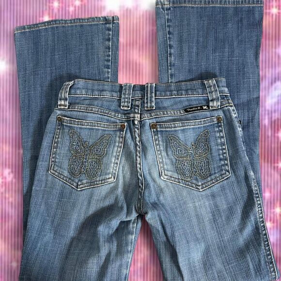 VINTAGE Y2K FRANKIE B Butterfly Blue Jeans - Picture 3 of 8